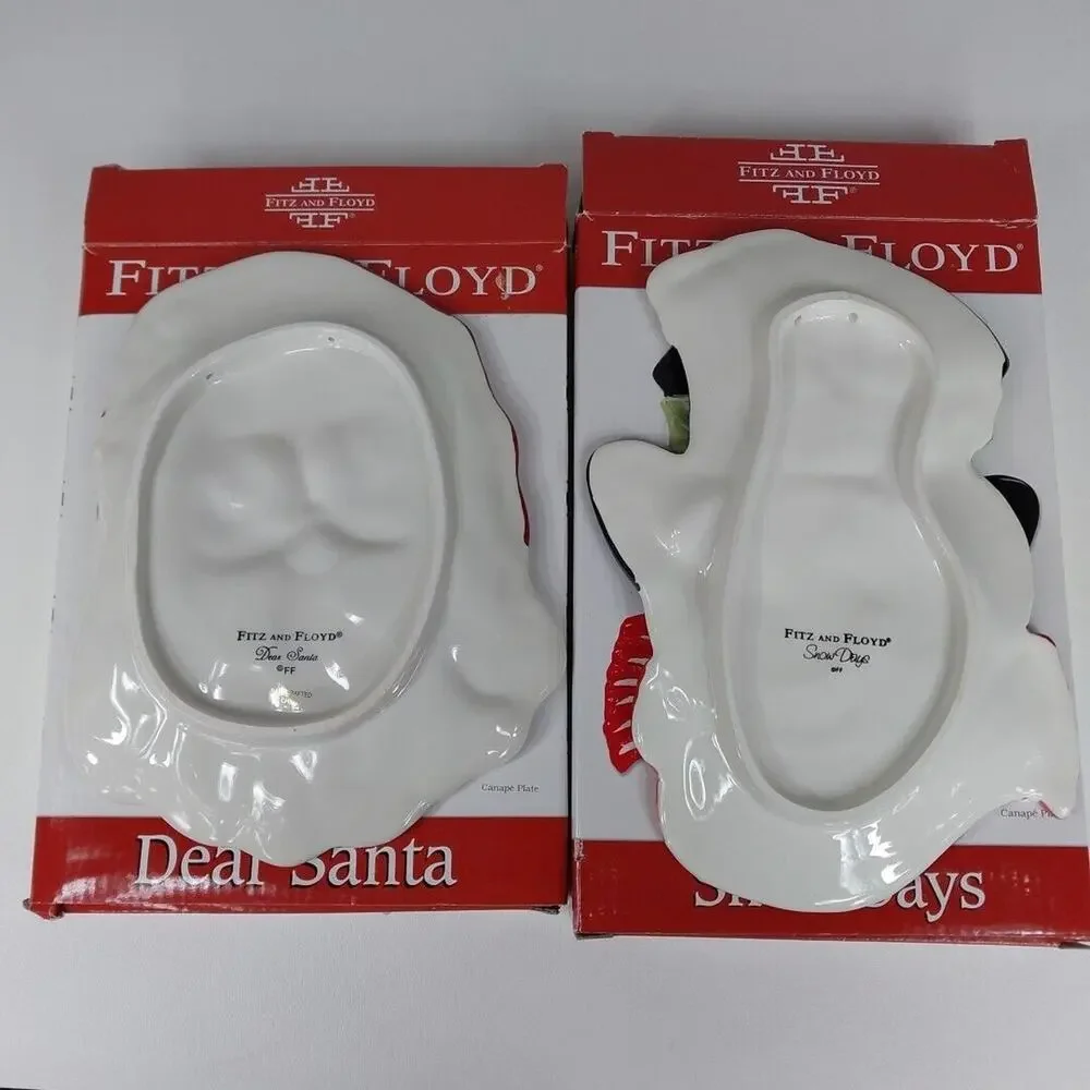 Fitz‎ and Floyd Snowman Christmas Candy Canape Plate Dish 9